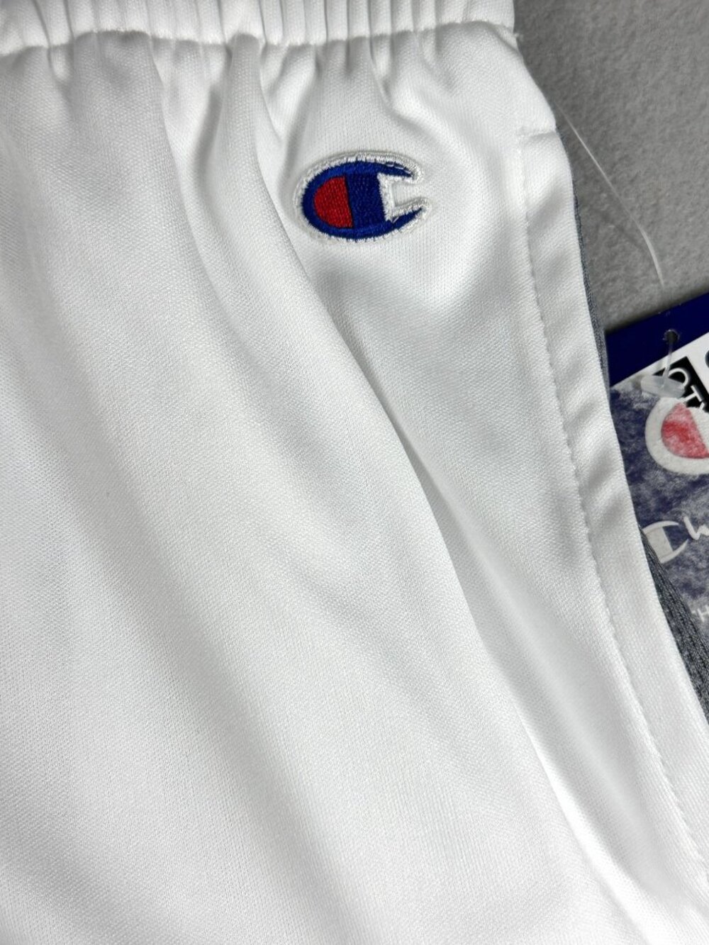 Champion Athletic Shorts Boys Small White Gray Elastic Waist Basketball Pockets - Picture 6 of 9